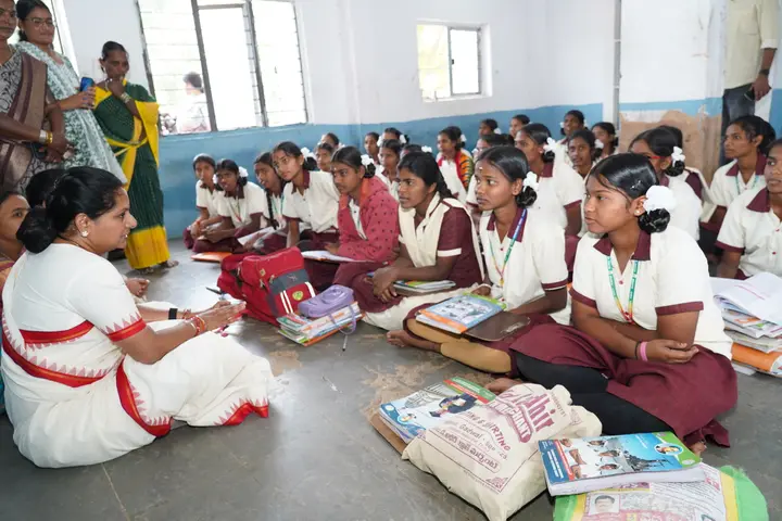 In the classroom with students