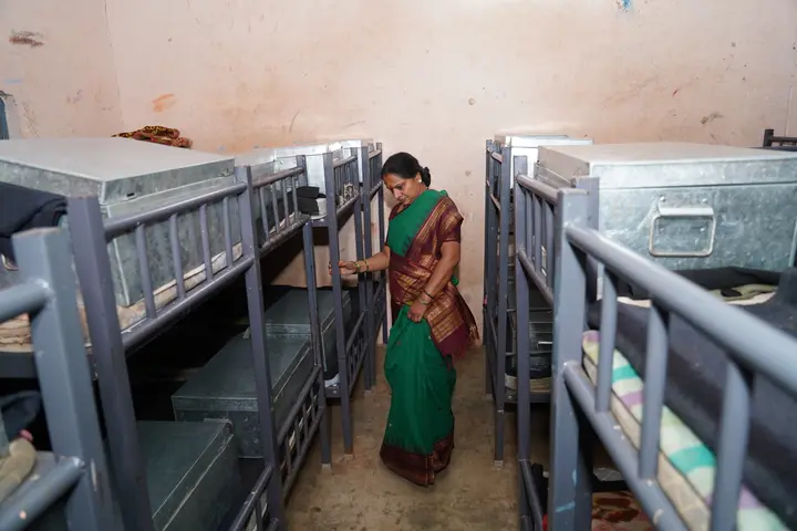 Inspecting the hostel dormitory