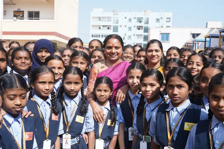 With students after the school visit