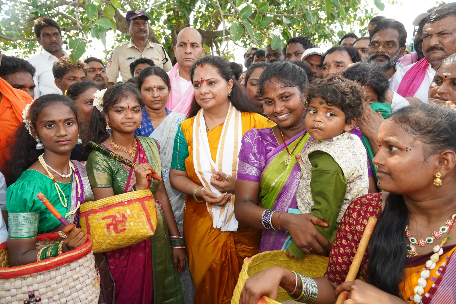 K Kavitha among the women of the village