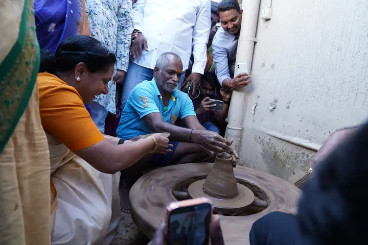 At the potter's wheel