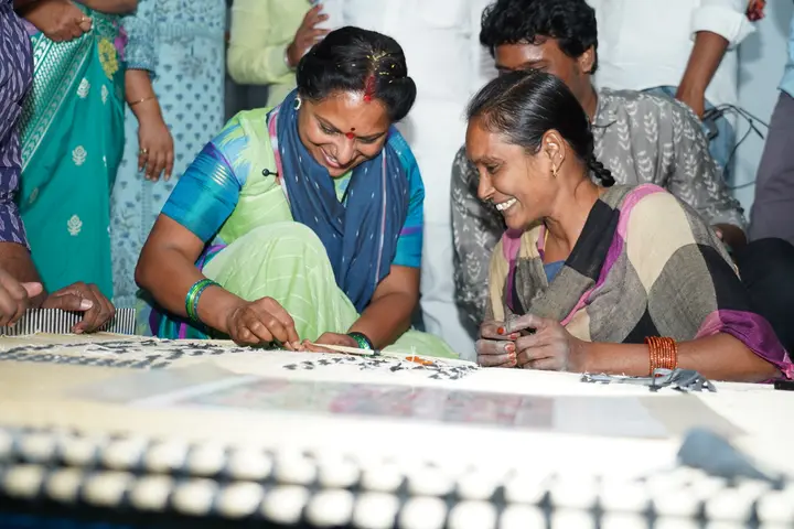 At the embroidery frame