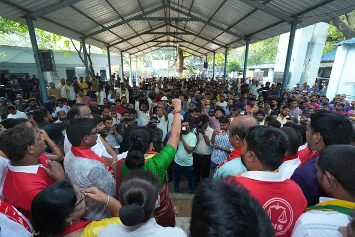 At the workers' gathering